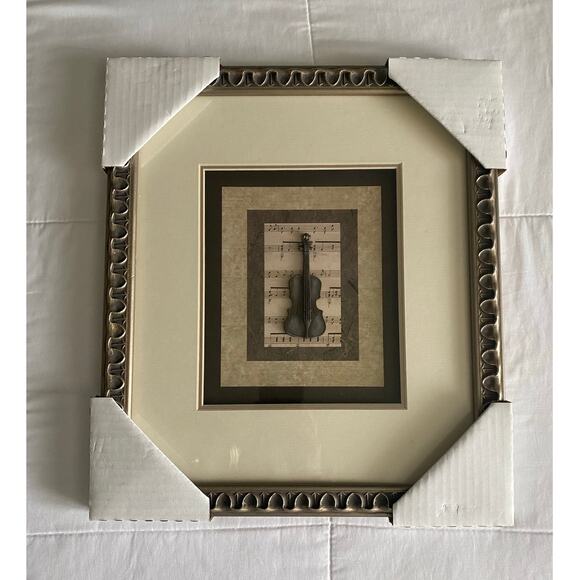 Framed Musical Instrument Art Piece Featuring the Violin - Picture 1 of 8
